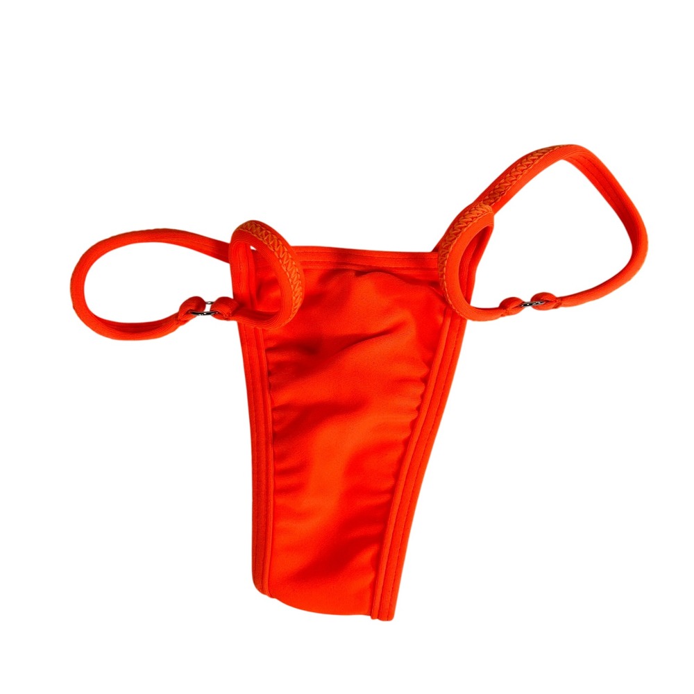 Latin Angel VTG Y2K Neon Orange O-Ring Thong Bikini Bottom REF 100 Small NEW